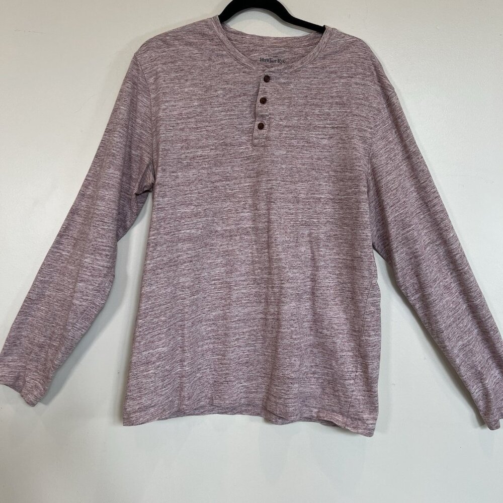 Hawker Rye Stitch Fix T-Shirt Long Sleeve 3-Button Henley Pink Heather Mens XL